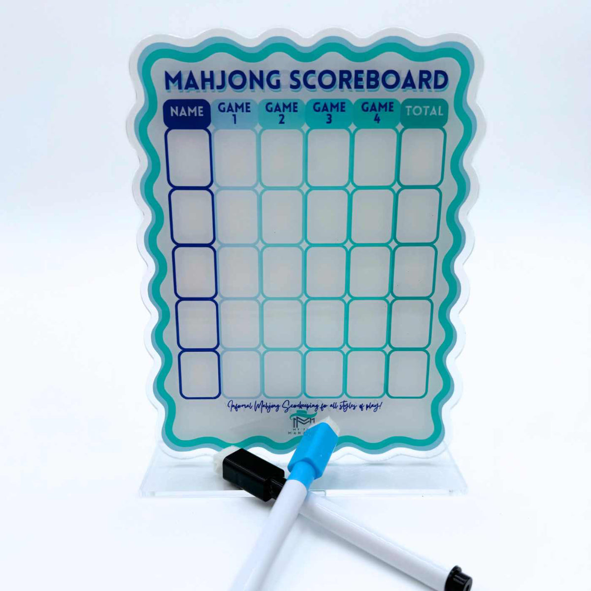 Mahjong Acrylic Dr Erase Scorecard: Blue/Green