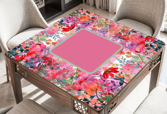 Pink Blooms Mahjong Mat, Neoprene