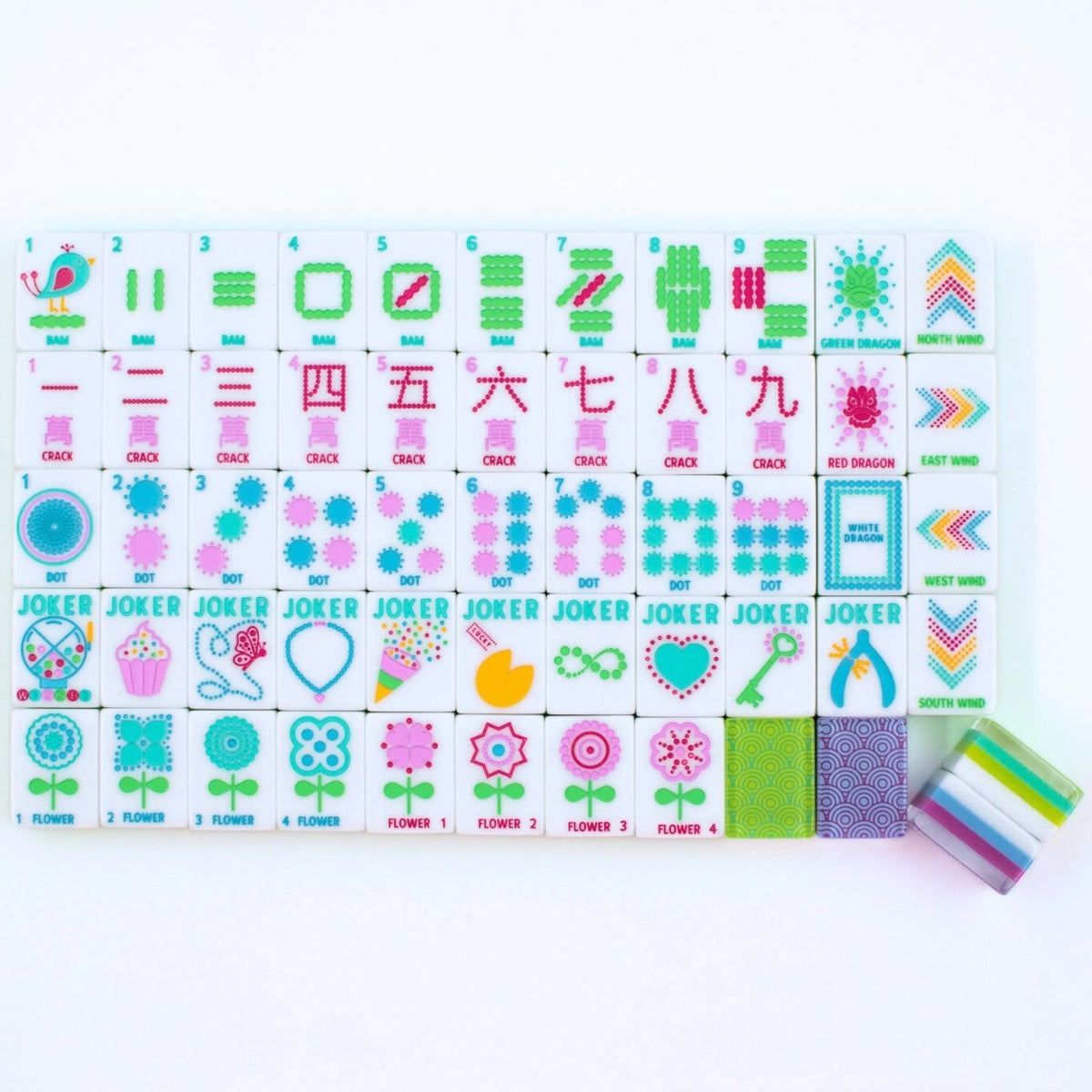 Crystal Confetti Purple Mahjong Tile Set
