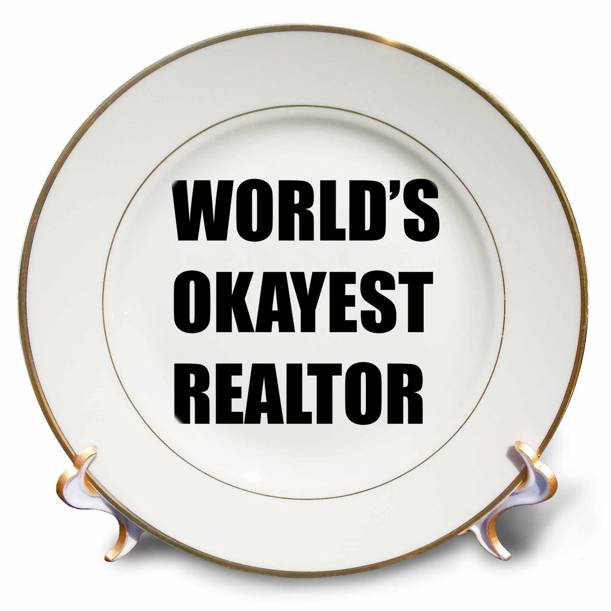 3dRose Tory Anne Collections Quotes - Worlds Okayest Realtor - Plates (cp_333910)