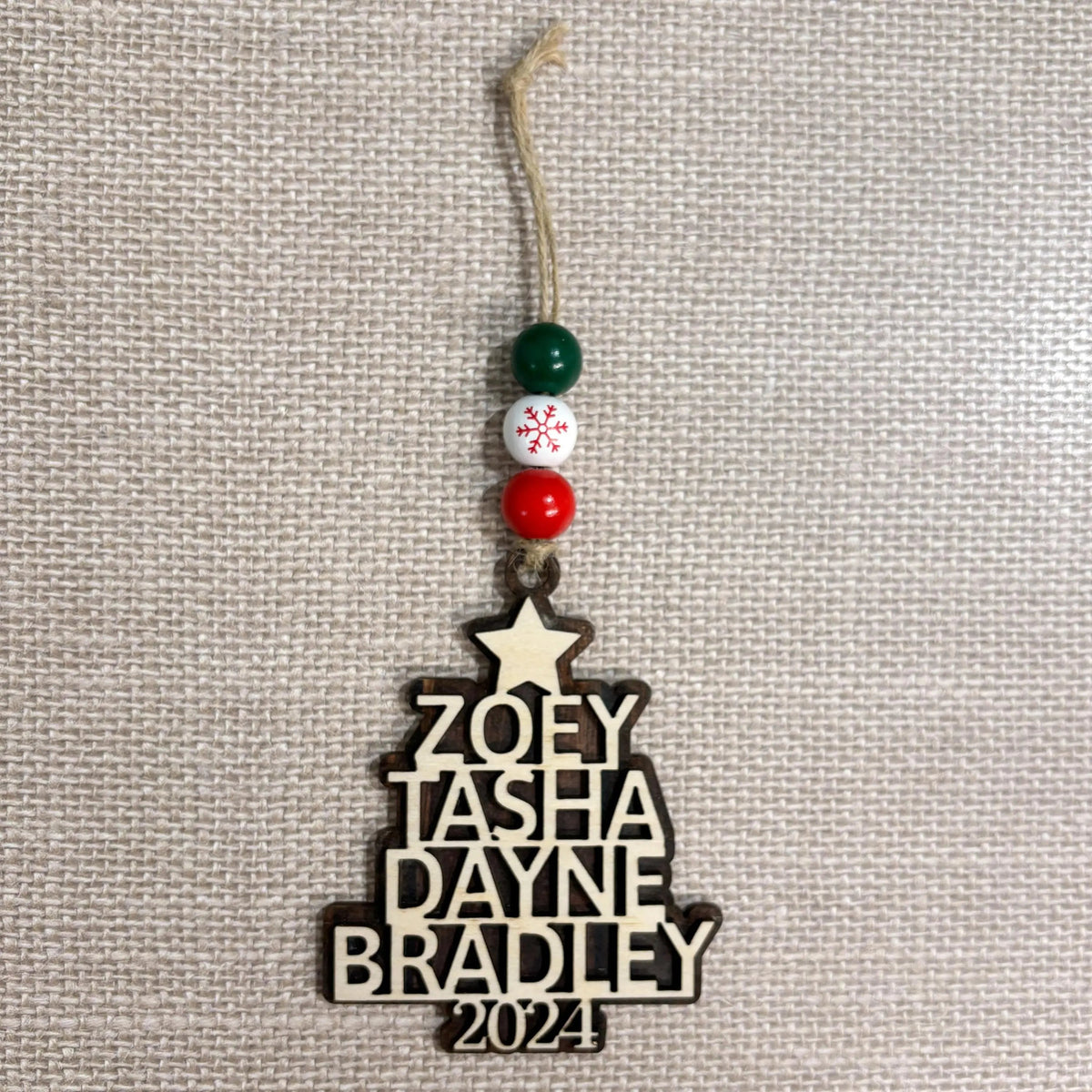 Custom Christmas Ornaments - Personalized Family Name Wood Ornament - Laser Cut Christmas Tree Decoration