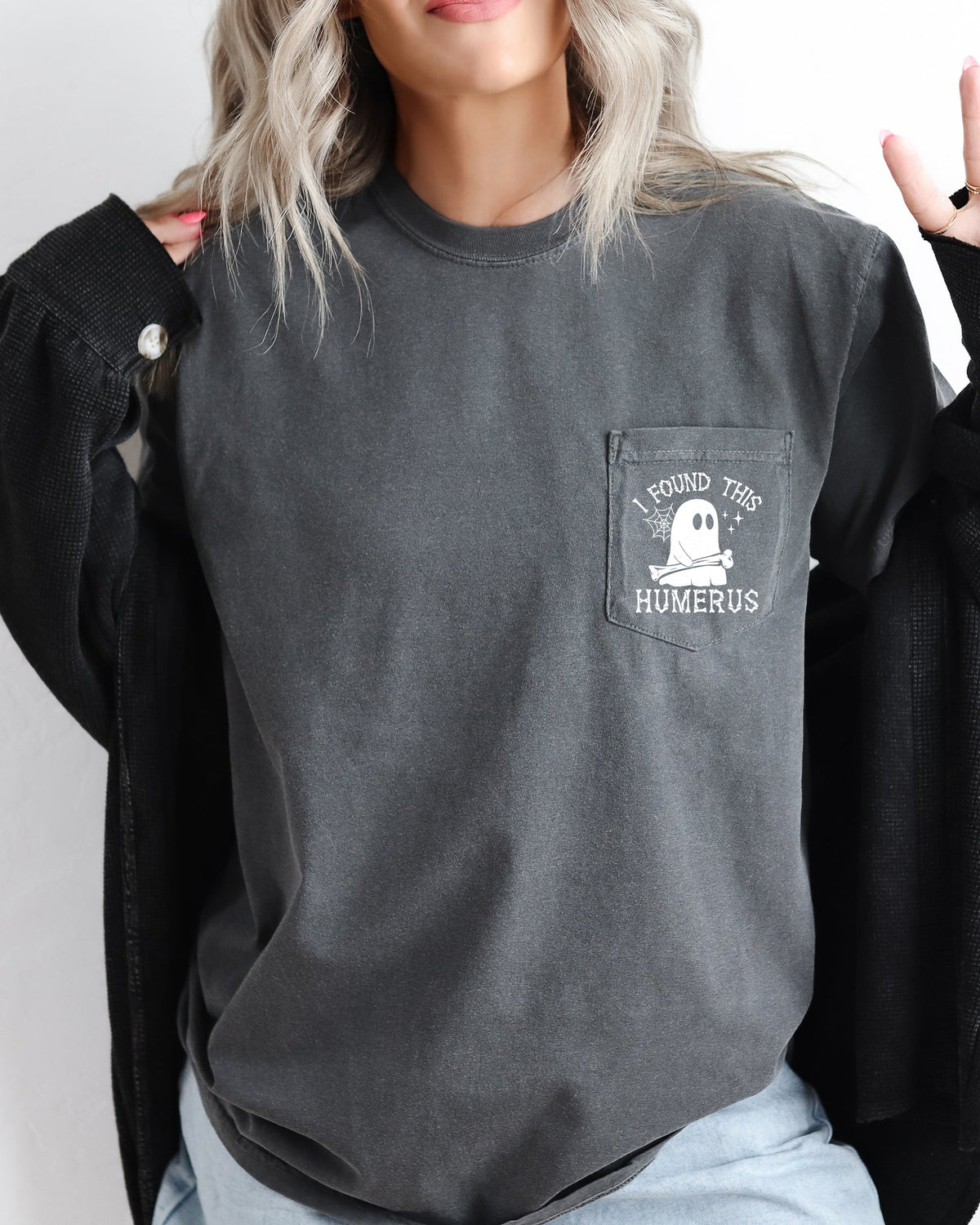 I Found This Humerus Ghost Halloween Pocket Spooky Edition For Halloween Fans Comfort Colors Tee